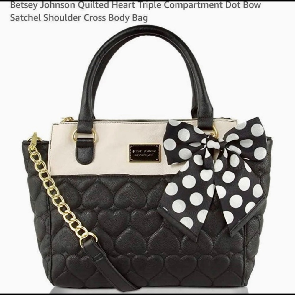 Betsey Johnson Quilted Heart Dot Bow Satchel